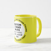 Mug Round Frame Photo + Text Yellow Custom Combo (Devant droit)