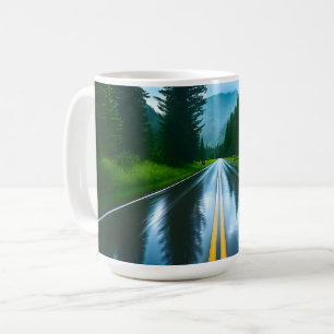 Mug Route forestière vitrée par la pluie