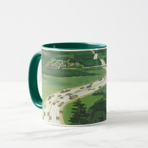 Mug Routes américains panoramiques vintage, road trip 