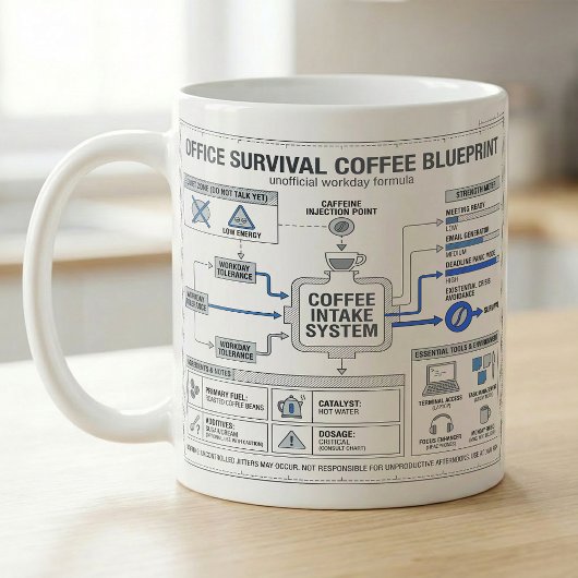 Mug Routine de café amusant en journée de travail, con