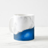 Mug Royal Blue Agate Silver Glitter White Marble  (Devant gauche)