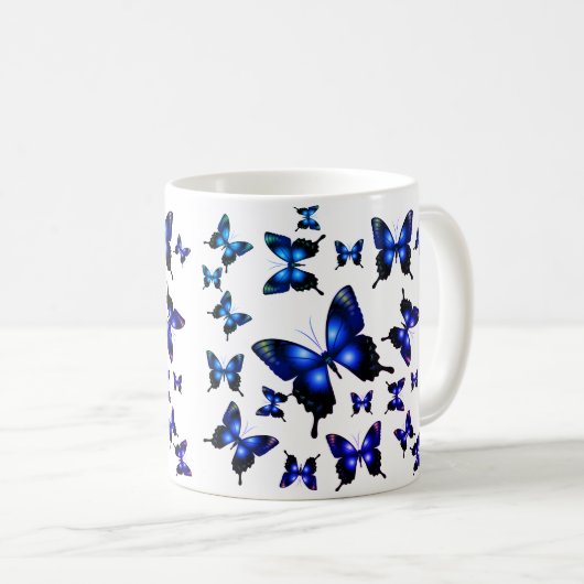 Mug Royal Blue Elegant Whimsical Butterflies (Devant droit)