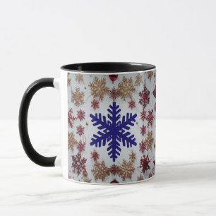Mug Royal Blue Flocon de Neige & Ornement Doré Noël