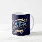 Mug Royal Ornate Blue & Gold "READ" Masterpiece (Devant droit)