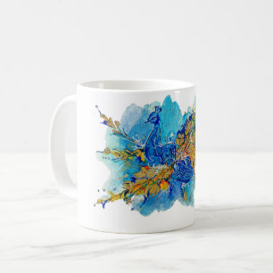 Mug Royal Peacock of the Golden Dawn Watercolor
