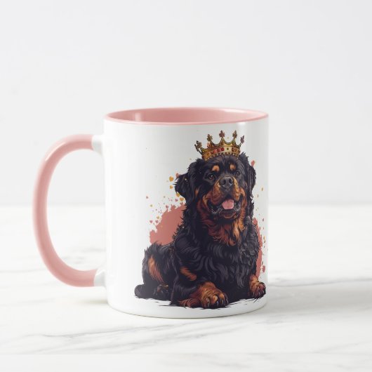Mug Royal Rottweiler Dog Queen Crown (Gauche)