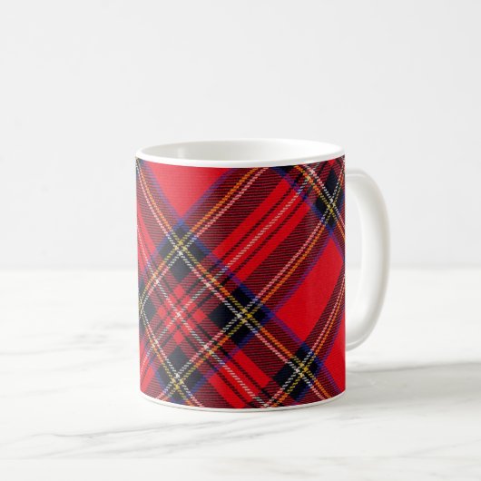 Mug Royal Stewart tartan rouge noir plaid (Devant droit)