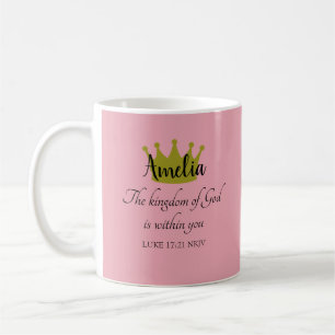Mug Royaume de Dieu Nom de verset biblique et couronne
