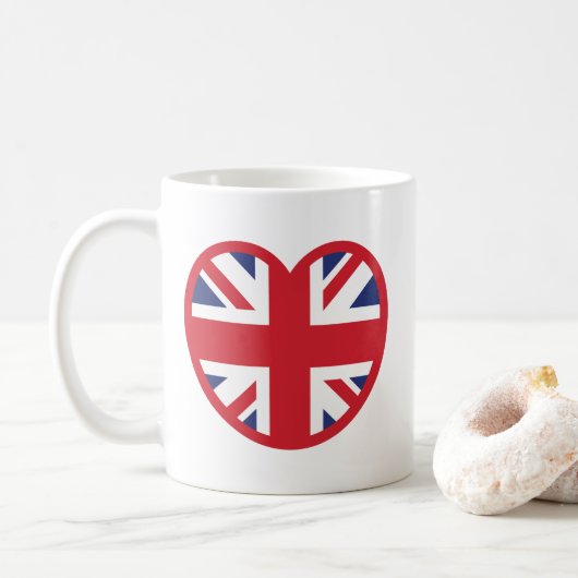 Mug Royaume-Uni Union Jack Flag Heart (Avec donut)