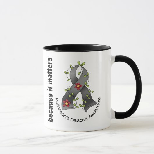 Mug Ruban 3 de fleur de la maladie de Parkinsons (Droite)