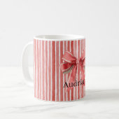 Mug Ruban à rayures de canne à bonbons rose rouge (Devant gauche)