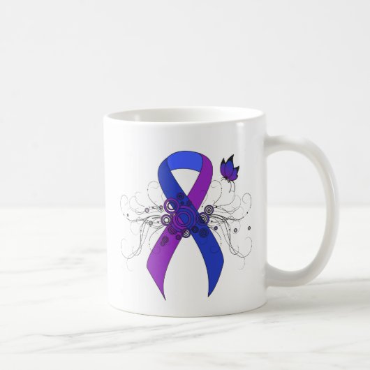Mug Ruban bleu et violet avec papillon (Droite)