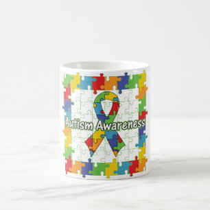 Mug Ruban carré de sensibilisation sur l'autisme de