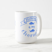Mug Ruban de bannière citation La pêche est ma thérapi (Devant droit)