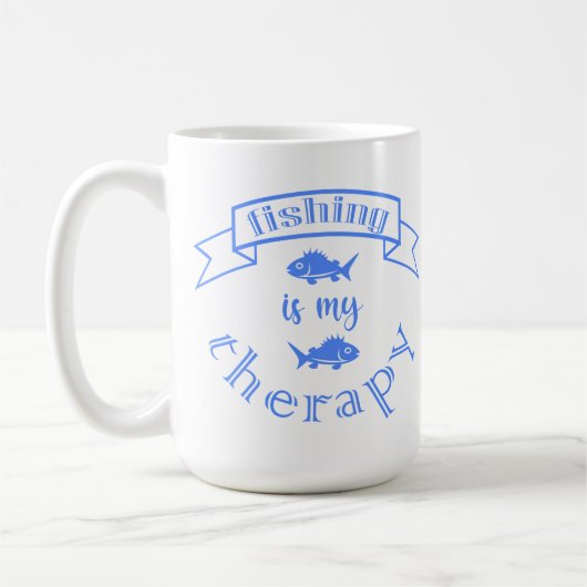 Mug Ruban de bannière citation La pêche est ma thérapi (Gauche)