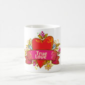 Mug Ruban de cœur de véritable amour avec éléments flo (Centre)