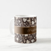 Mug Ruban de cœurs crème marron (Devant gauche)