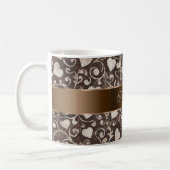 Mug Ruban de cœurs crème marron (Gauche)