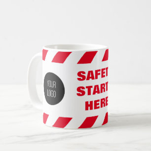 Mug Ruban de feu rouge et blanc Logo Safety Starts Her