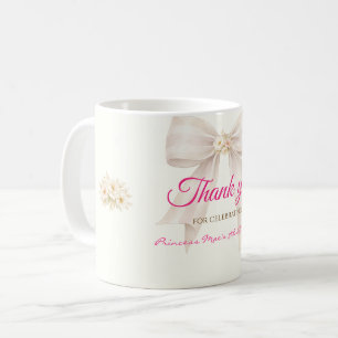 Mug Ruban de princesse à nœud rose Merci Café