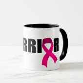 Mug Ruban de rose de guerrier de survivant de cancer (Devant droit)