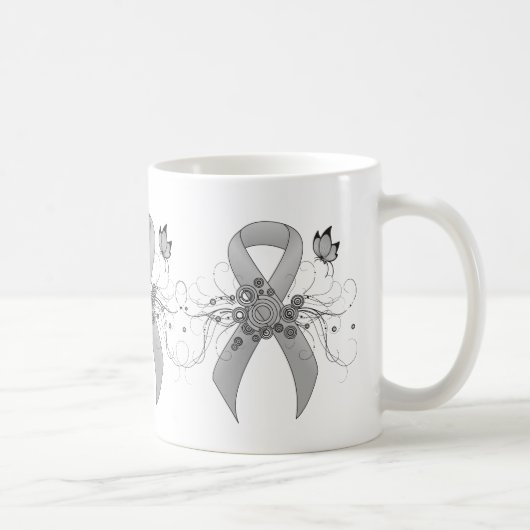 Mug Ruban de sensibilisation à l'argent avec papillon (Droite)