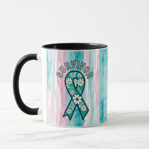 Mug Ruban de sensibilisation au bleu sarcelle Survivor
