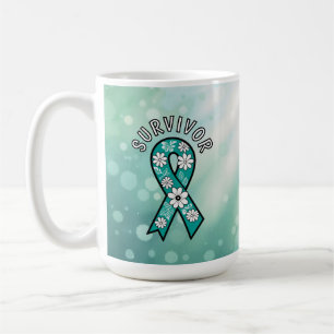Mug Ruban de sensibilisation au bleu-vert Survivor SA