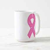 Mug Ruban de sensibilisation au cancer du sein avec fl (Devant droit)