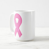 Mug Ruban de sensibilisation au cancer du sein avec fl (Devant gauche)