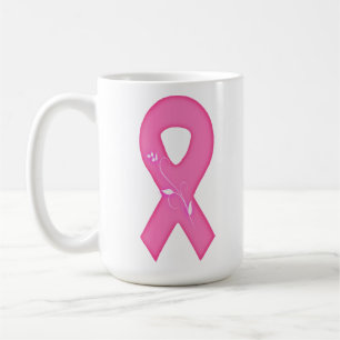 Mug Ruban de sensibilisation au cancer du sein avec fl