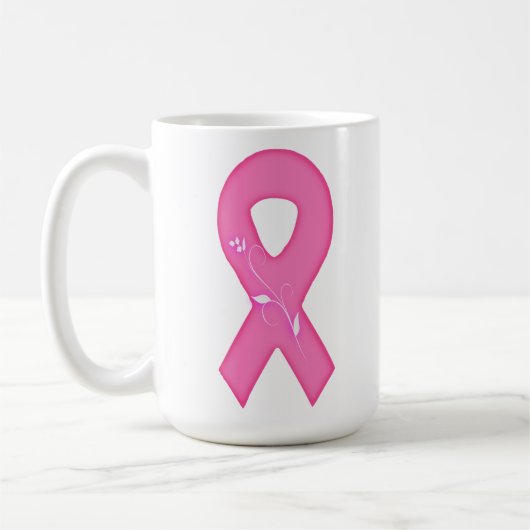 Mug Ruban de sensibilisation au cancer du sein avec fl (Gauche)