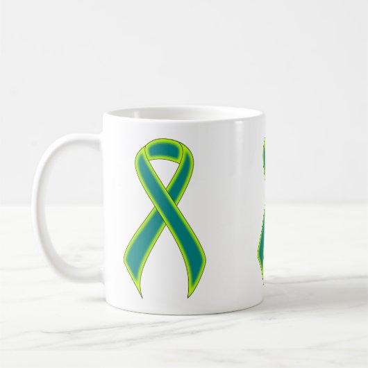 Mug Ruban de sensibilisation au vert turquoise et à la (Gauche)