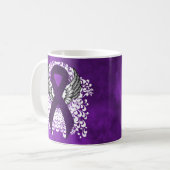 Mug Ruban de sensibilisation au violet avec ailes (Devant gauche)