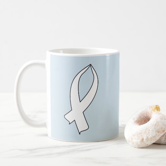 Mug Ruban de sensibilisation (blanc) (Avec donut)