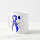 Mug Ruban de sensibilisation bleu avec papillon (Devant gauche)
