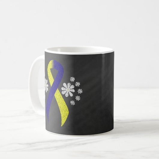 Mug Ruban de sensibilisation bleu et jaune (Devant gauche)