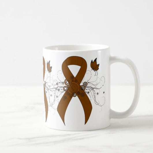 Mug Ruban de sensibilisation Brown avec papillon (Droite)