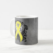 Mug Ruban de sensibilisation jaune avec ailes (Devant gauche)