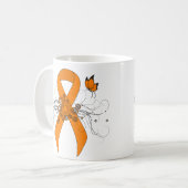 Mug Ruban de sensibilisation orange avec papillon (Devant gauche)