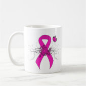 Mug Ruban de sensibilisation rose chaud avec papillon (Gauche)