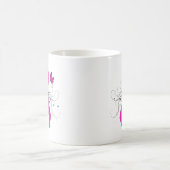 Mug Ruban de sensibilisation rose chaud avec papillon (Centre)