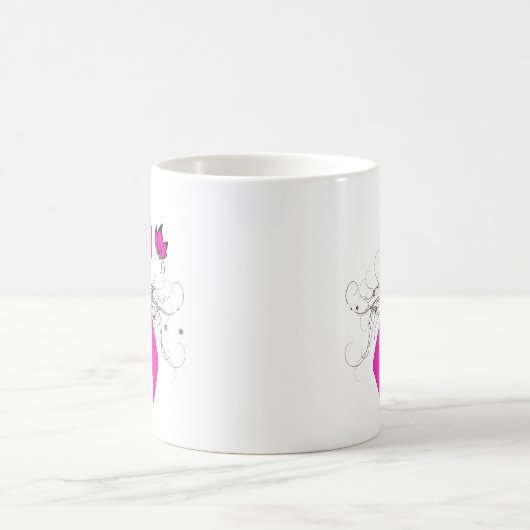 Mug Ruban de sensibilisation rose chaud avec papillon (Centre)
