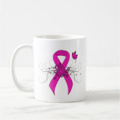 Mug Ruban de sensibilisation rose chaud avec papillon (Gauche)