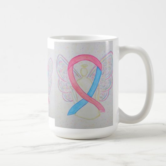 Mug Ruban de sensibilisation rose et bleu Angel Art Mu (Droite)