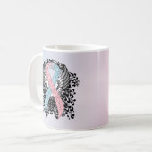 Mug Ruban de sensibilisation rose et bleu clair avec a (Devant gauche)