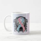 Mug Ruban de sensibilisation rose et bleu clair avec a (Gauche)