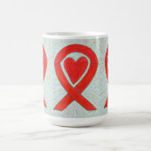 Mug Ruban de sensibilisation Rouge Coeur de café perso (Centre)