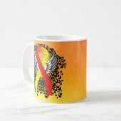 Mug Ruban de sensibilisation rouge et jaune avec ailes (Devant gauche)