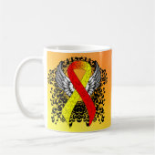 Mug Ruban de sensibilisation rouge et jaune avec ailes (Gauche)